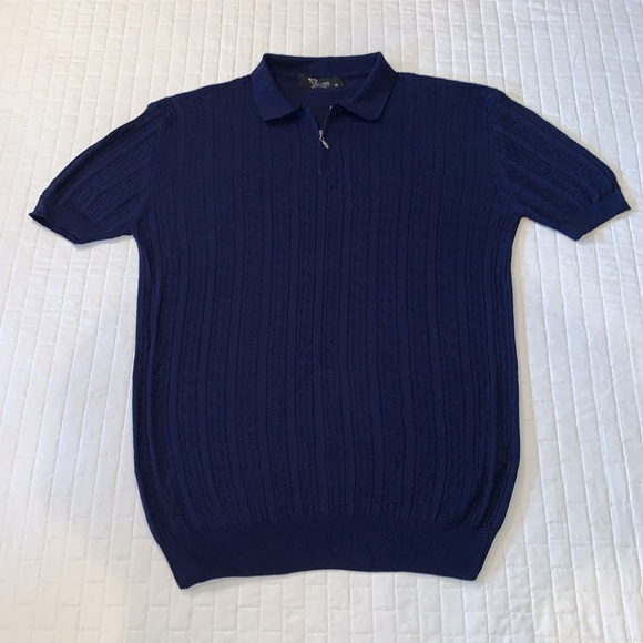 Tailored Recreation Premium Polo Shirt, Quarter Zip, Navy Blue Pattern, Size XL - Picture 7 of 15